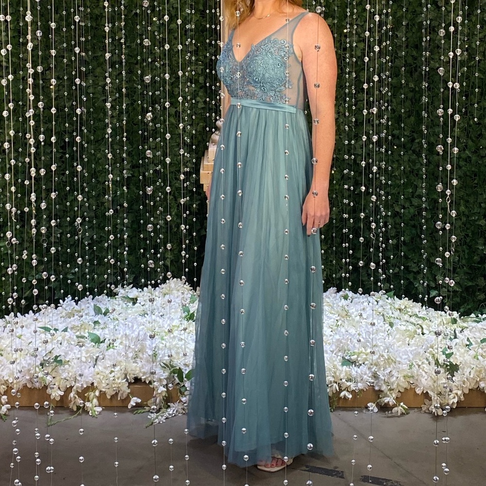 Princess Halloween dress Teal Evening Gown 6